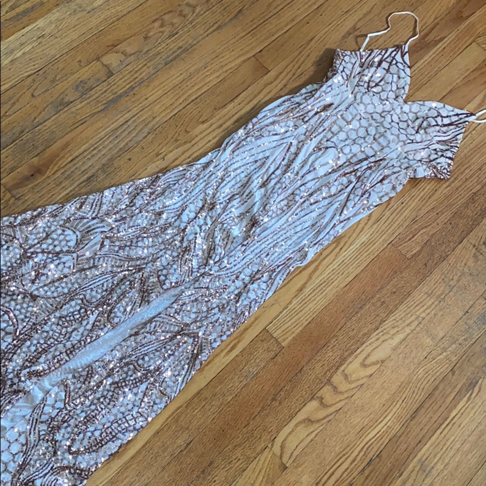 Rose gold sequin dress